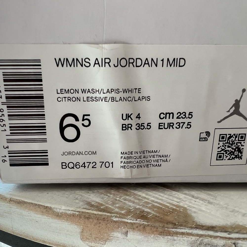 Nike Air Jordan 1 Mid Lemon Wash Lapis 6.5w 5y Basketball Sneakers New - Picture 8 of 10
